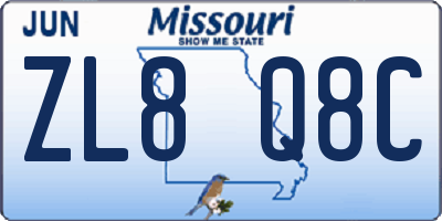 MO license plate ZL8Q8C