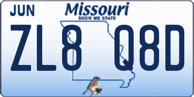 MO license plate ZL8Q8D