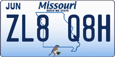 MO license plate ZL8Q8H