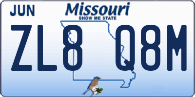 MO license plate ZL8Q8M