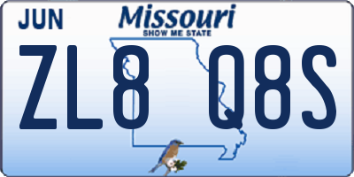 MO license plate ZL8Q8S