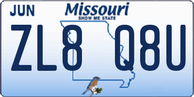 MO license plate ZL8Q8U