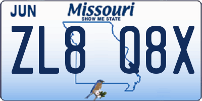 MO license plate ZL8Q8X