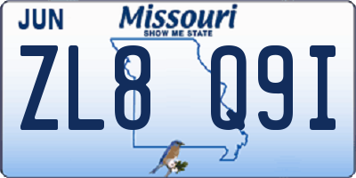 MO license plate ZL8Q9I