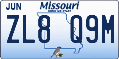 MO license plate ZL8Q9M