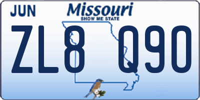 MO license plate ZL8Q9O
