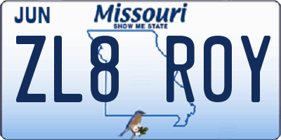 MO license plate ZL8R0Y