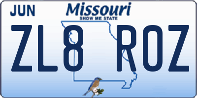 MO license plate ZL8R0Z