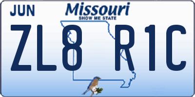 MO license plate ZL8R1C