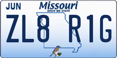 MO license plate ZL8R1G