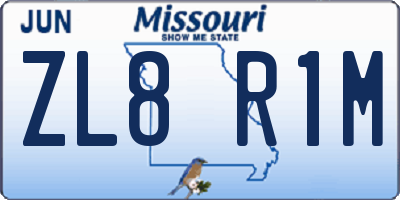 MO license plate ZL8R1M