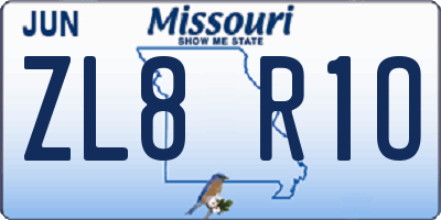MO license plate ZL8R1O