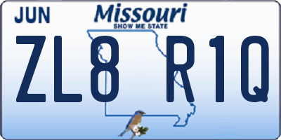 MO license plate ZL8R1Q