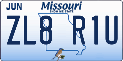 MO license plate ZL8R1U