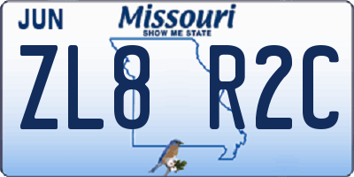 MO license plate ZL8R2C