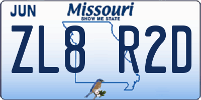 MO license plate ZL8R2D