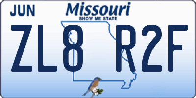 MO license plate ZL8R2F