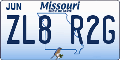 MO license plate ZL8R2G