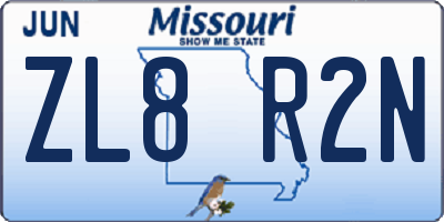 MO license plate ZL8R2N