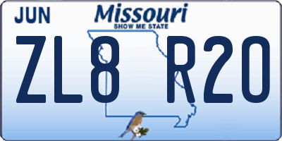MO license plate ZL8R2O