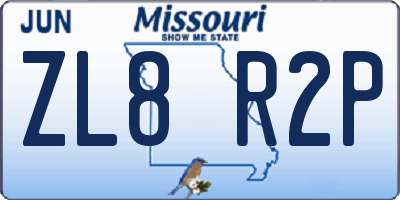 MO license plate ZL8R2P