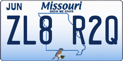 MO license plate ZL8R2Q