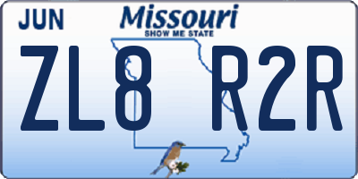 MO license plate ZL8R2R