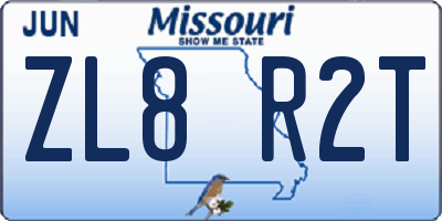 MO license plate ZL8R2T