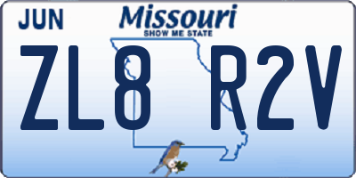 MO license plate ZL8R2V