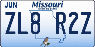 MO license plate ZL8R2Z