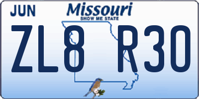 MO license plate ZL8R3O