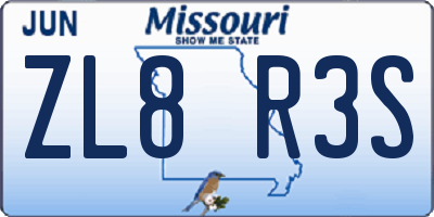 MO license plate ZL8R3S