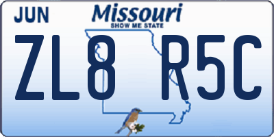 MO license plate ZL8R5C