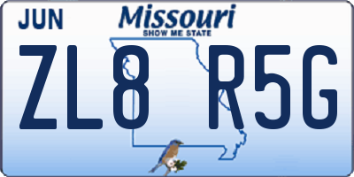 MO license plate ZL8R5G