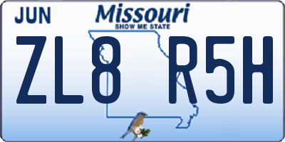 MO license plate ZL8R5H