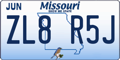 MO license plate ZL8R5J