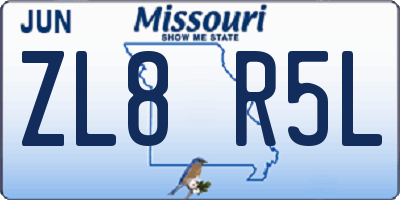 MO license plate ZL8R5L