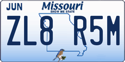 MO license plate ZL8R5M