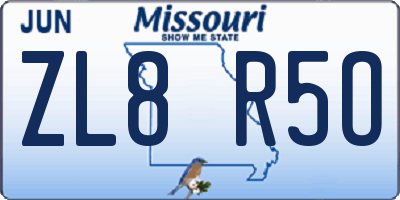 MO license plate ZL8R5O