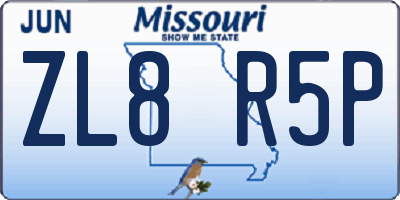 MO license plate ZL8R5P