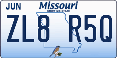 MO license plate ZL8R5Q