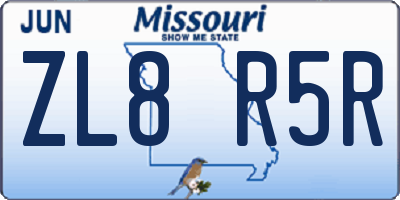 MO license plate ZL8R5R