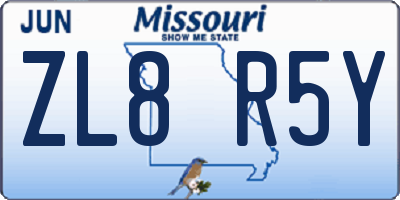 MO license plate ZL8R5Y
