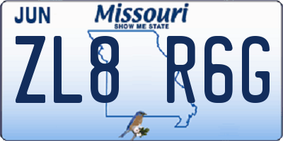 MO license plate ZL8R6G
