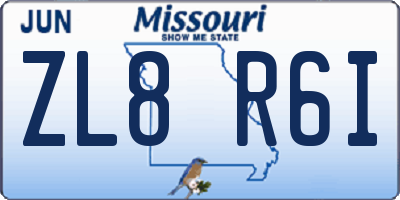 MO license plate ZL8R6I