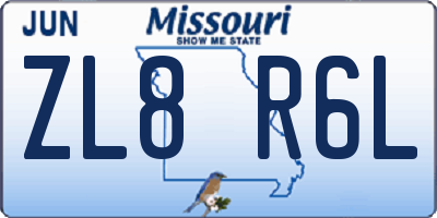 MO license plate ZL8R6L