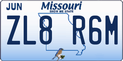 MO license plate ZL8R6M