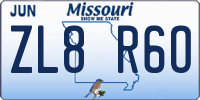 MO license plate ZL8R6O