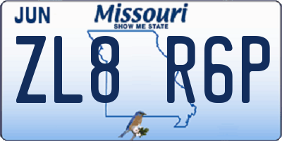 MO license plate ZL8R6P