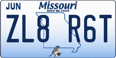 MO license plate ZL8R6T